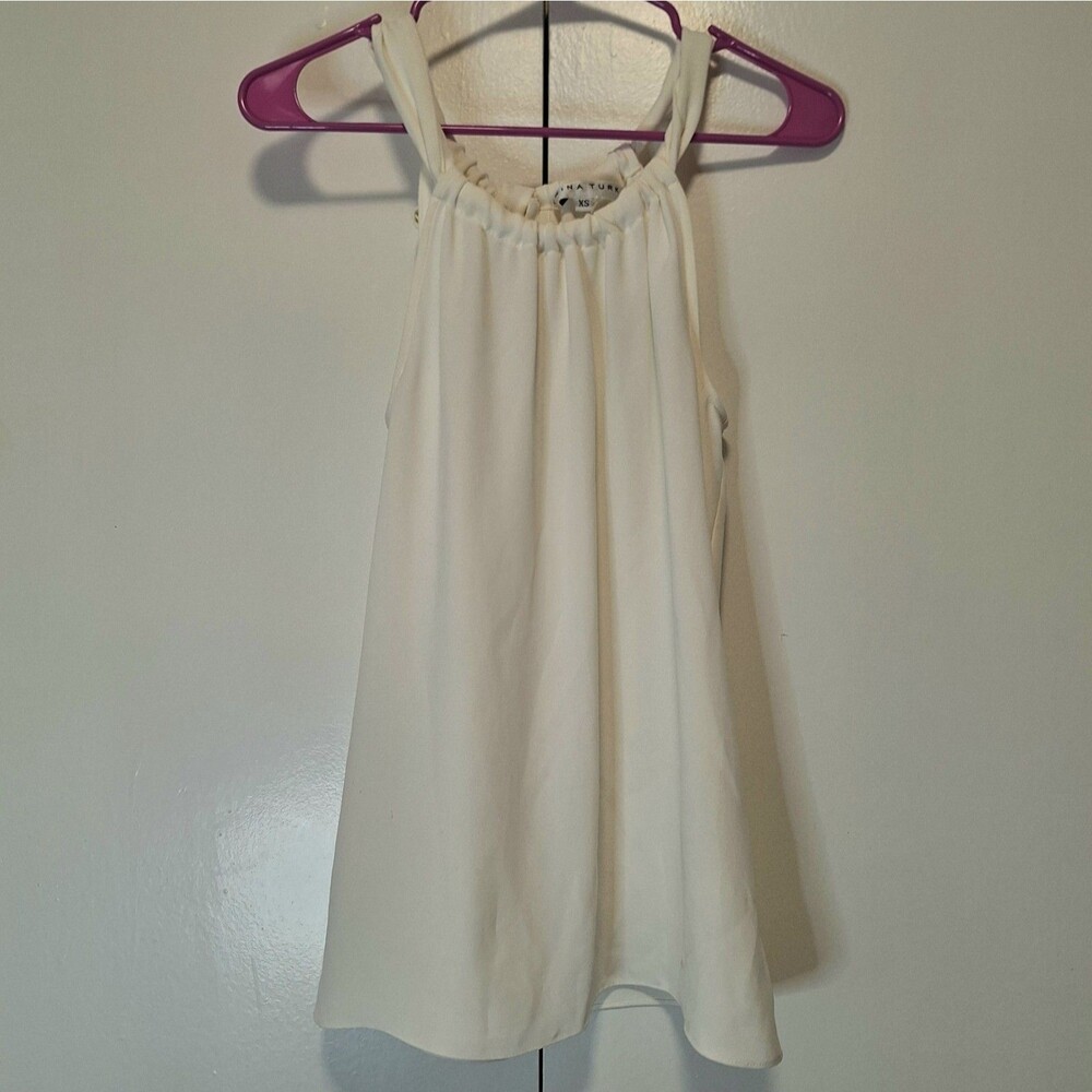 Trina Turk White Tie Back Blouse Cutout Halter Size XS